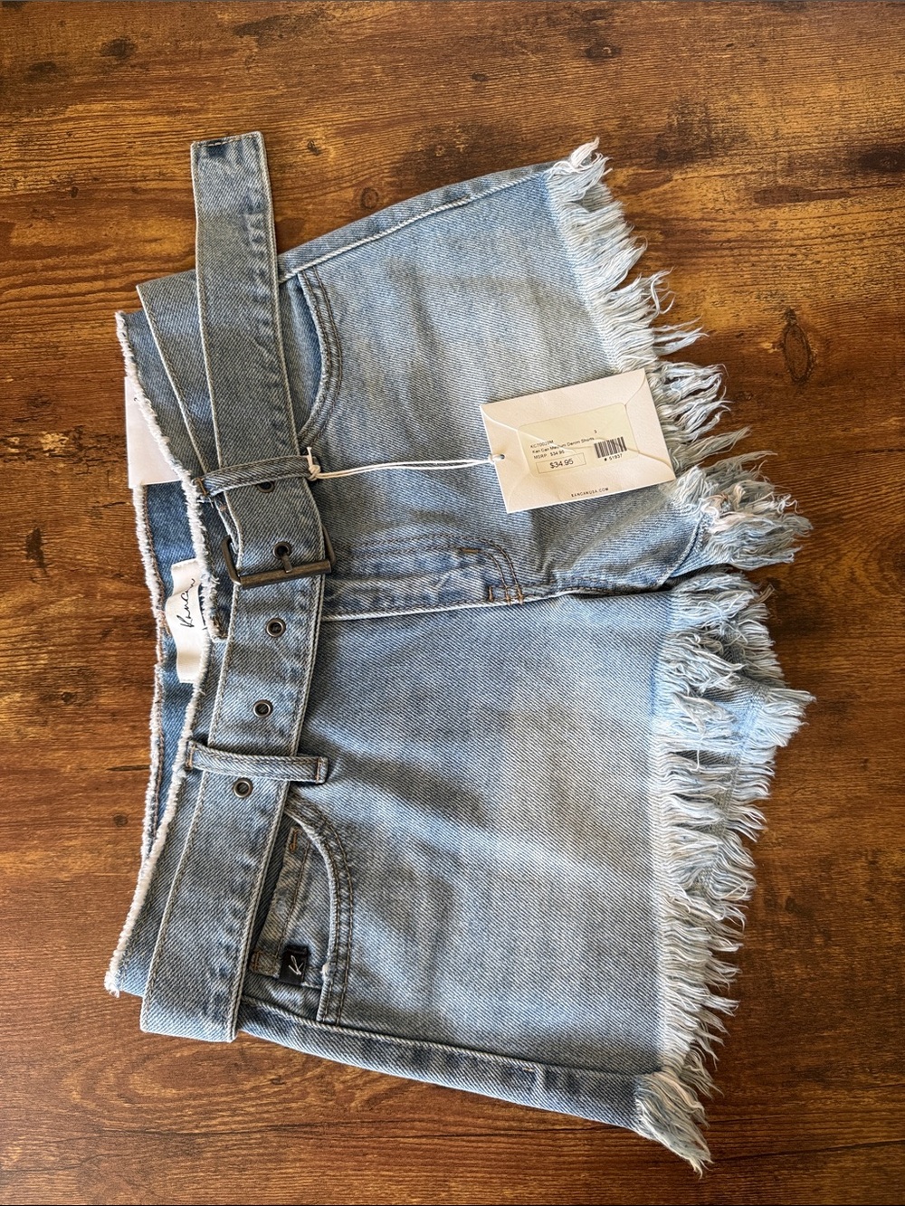 KanCan Light Blue Frayed Hem Jean Shorts NEW - Picture 3 of 8